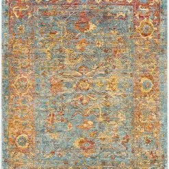 SURYA GAELAN RUG: AQUA, YELLOW