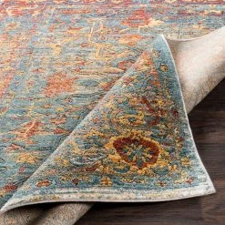 SURYA GAELAN RUG: AQUA, YELLOW