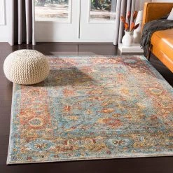 SURYA GAELAN RUG: AQUA, YELLOW