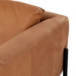 FOUR HANDS HERITAGE LEATHER SADDLEBAG SOFA: CAMEL