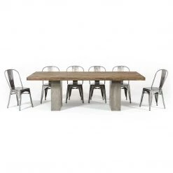 VIG Furniture HERITAGE OAK + CONCRETE DINING TABLE