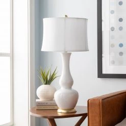 SURYA Lighting HESTIA GLOSS WHITE CERAMIC TABLE LAMP