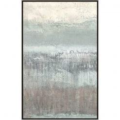 L ART Wall Art "HINT OF HORIZON I" SILVER EMBELLISHED CANVAS ART