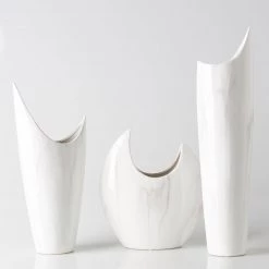 SURYA Accessories CRESCENT WHITE CERAMIC VASES | SET OF 3
