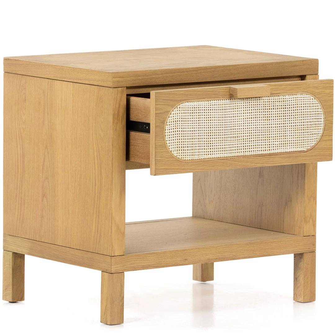 FOUR HANDS Furniture HONEY OAK + CANE END TABLE / NIGHTSTAND 2 FOUR HANDS Furniture HONEY OAK + CANE END TABLE / NIGHTSTAND