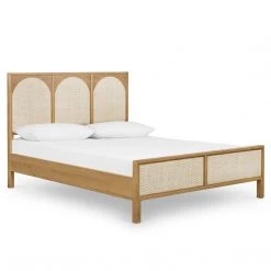 FOUR HANDS HONEY OAK + CANE PANEL BED Furniture