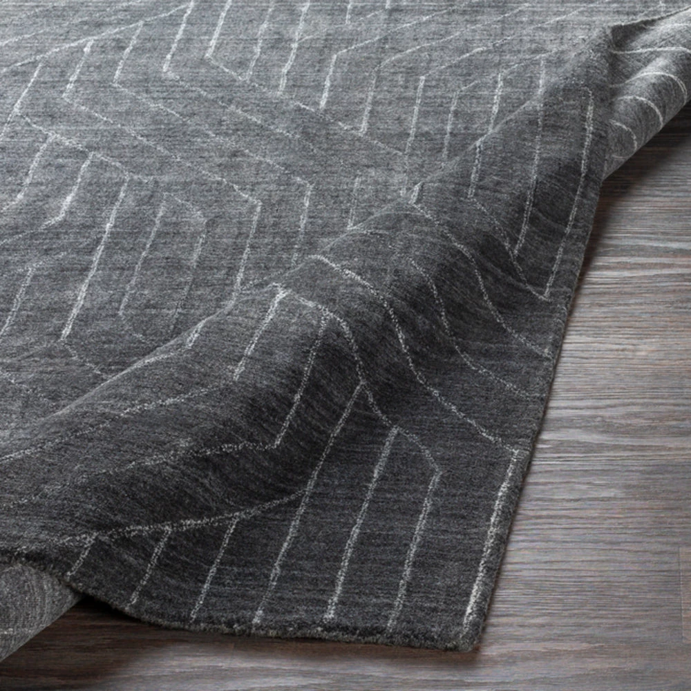 SURYA AKIDO VISCOSE RUG: CHARCOAL 3 SURYA AKIDO VISCOSE RUG: CHARCOAL