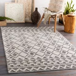 SURYA LUSO TEXTURED WOOL FLAT RUG: GRAY