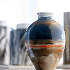 CYAN INDIAN PAINTBRUSH CERAMIC VASE Pillows + Decor