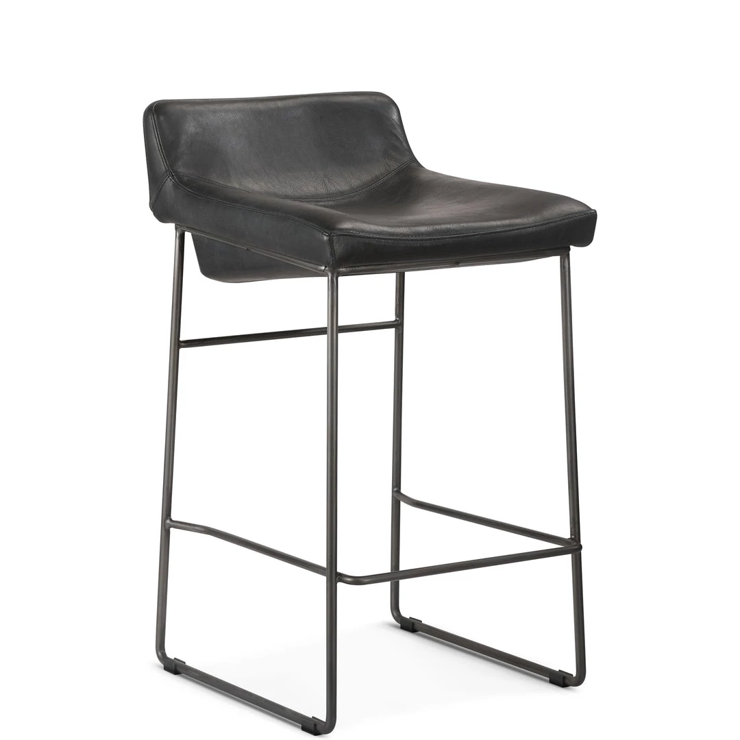 MOES Furniture INDUSTRIAL SADDLE STOOLS: BLACK LEATHER | SET OF 2 3 MOES Furniture INDUSTRIAL SADDLE STOOLS: BLACK LEATHER | SET OF 2