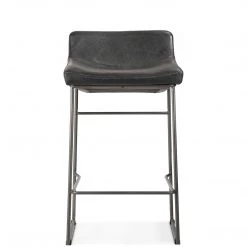 MOES Furniture INDUSTRIAL SADDLE STOOLS: BLACK LEATHER | SET OF 2
