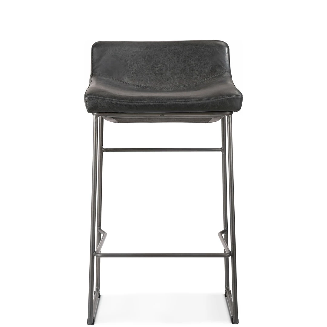 MOES Furniture INDUSTRIAL SADDLE STOOLS: BLACK LEATHER | SET OF 2 1 MOES Furniture INDUSTRIAL SADDLE STOOLS: BLACK LEATHER | SET OF 2