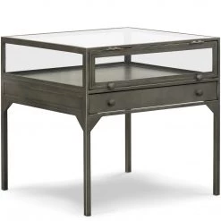 FOUR HANDS INDUSTRIAL SHADOW BOX END TABLE: GUNMETAL Furniture