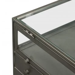 FOUR HANDS INDUSTRIAL SHADOW BOX END TABLE: GUNMETAL Furniture