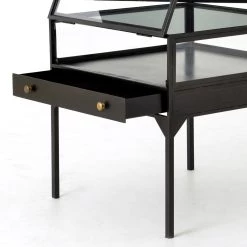 FOUR HANDS INDUSTRIAL SHADOW BOX END TABLE: BLACK Living Room