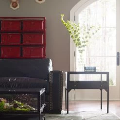 FOUR HANDS INDUSTRIAL SHADOW BOX END TABLE: BLACK Living Room