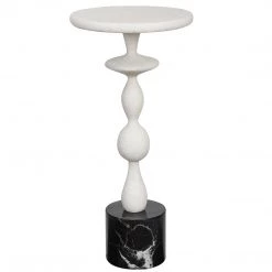 UTTERMOST INVERSE BLACK + WHITE MARBLE ACCENT TABLE Furniture