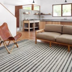 LOLOI ISAAC RUG: WHITE + INK BLUE