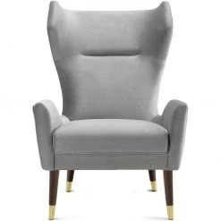 TOV ISAAC WING CHAIR: GRAY VELVET