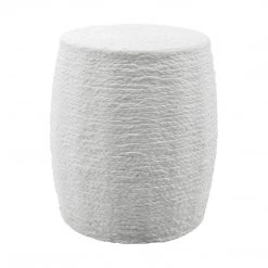 UTTERMOST ISLAND PALM BRAIDED ACCENT STOOL: WHITE