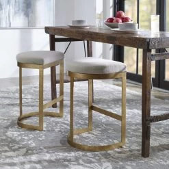 UTTERMOST IVANNA ANTIQUE GOLD COUNTER STOOL Kitchen + Dining