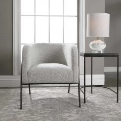 UTTERMOST JACOBSEN BARREL CHAIR: IVORY-GREY BOUCLE Furniture 15 UTTERMOST JACOBSEN BARREL CHAIR: IVORY-GREY BOUCLE Furniture