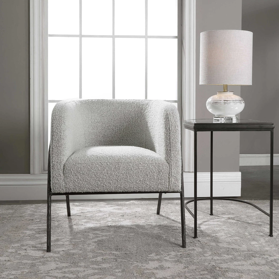 UTTERMOST JACOBSEN BARREL CHAIR: IVORY-GREY BOUCLE Furniture 8 UTTERMOST JACOBSEN BARREL CHAIR: IVORY-GREY BOUCLE Furniture