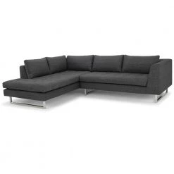 NUEVO Living Room JANIS LEFT ARM FACING SECTIONAL DARK GRAY TWEED