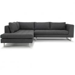 NUEVO Living Room JANIS LEFT ARM FACING SECTIONAL DARK GRAY TWEED