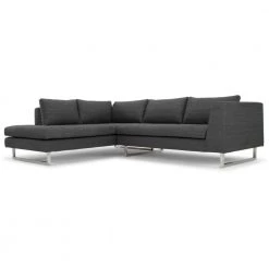 NUEVO Living Room JANIS LEFT ARM FACING SECTIONAL DARK GRAY TWEED