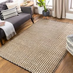 SURYA JASMINE 03 WOVEN JUTE RUG: NATURAL, BLACK