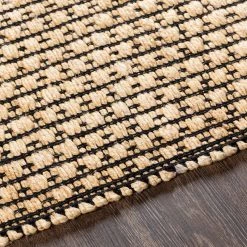 SURYA JASMINE 03 WOVEN JUTE RUG: NATURAL, BLACK