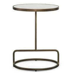 UTTERMOST Furniture JESSIE ANTIQUE GOLD MARBLE TOP OVAL SIDE TABLE