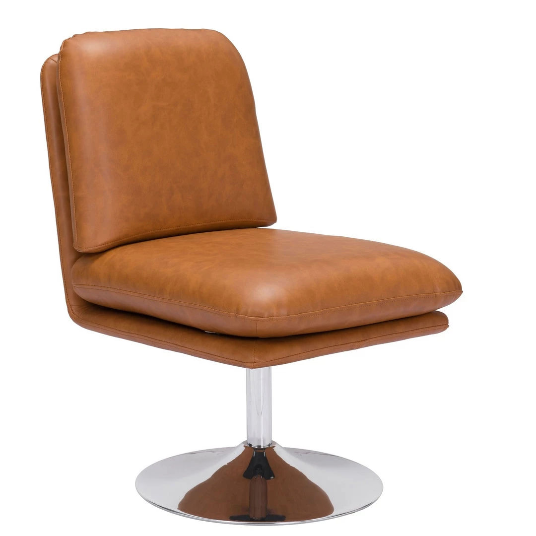 ZUO JET-SET BROWN VINYL SWIVEL CHAIR Furniture 1 ZUO JET-SET BROWN VINYL SWIVEL CHAIR Furniture