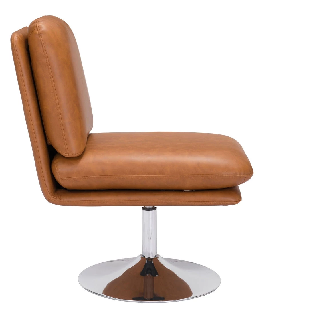 ZUO JET-SET BROWN VINYL SWIVEL CHAIR Furniture 2 ZUO JET-SET BROWN VINYL SWIVEL CHAIR Furniture