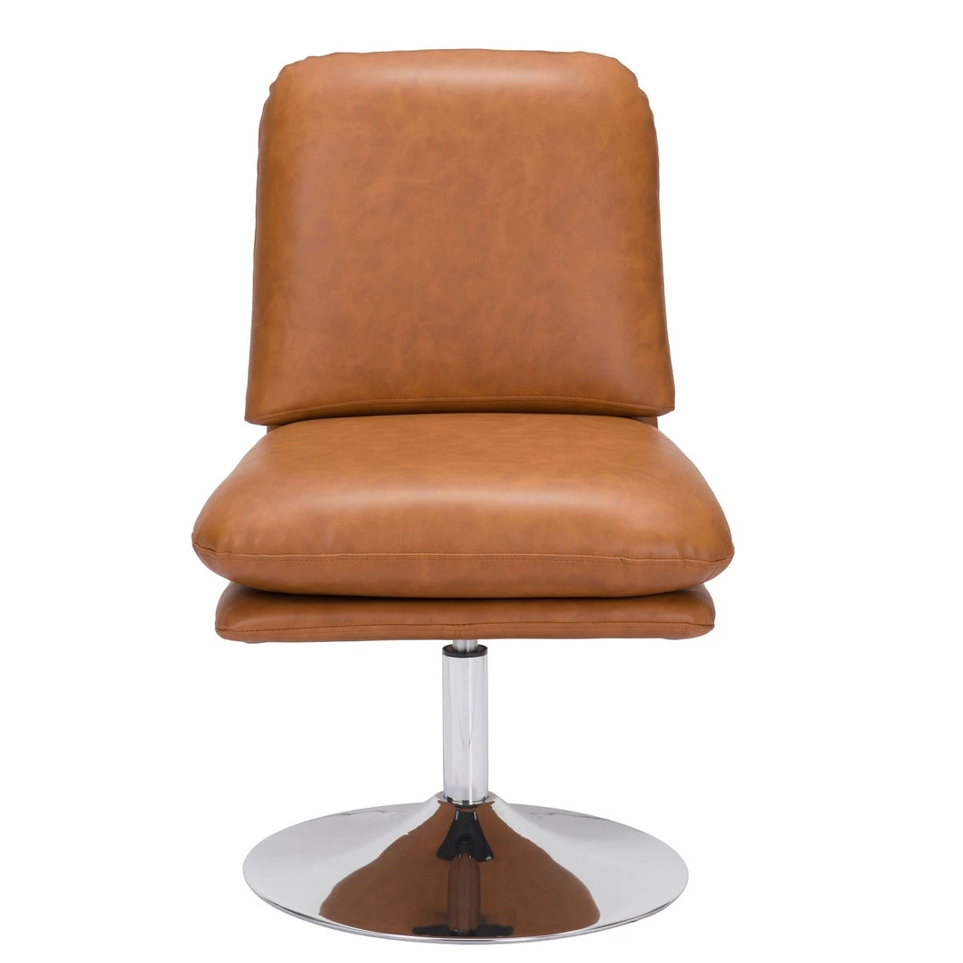 ZUO JET-SET BROWN VINYL SWIVEL CHAIR Furniture 3 ZUO JET-SET BROWN VINYL SWIVEL CHAIR Furniture