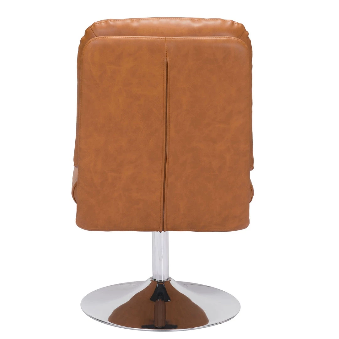 ZUO JET-SET BROWN VINYL SWIVEL CHAIR Furniture 4 ZUO JET-SET BROWN VINYL SWIVEL CHAIR Furniture