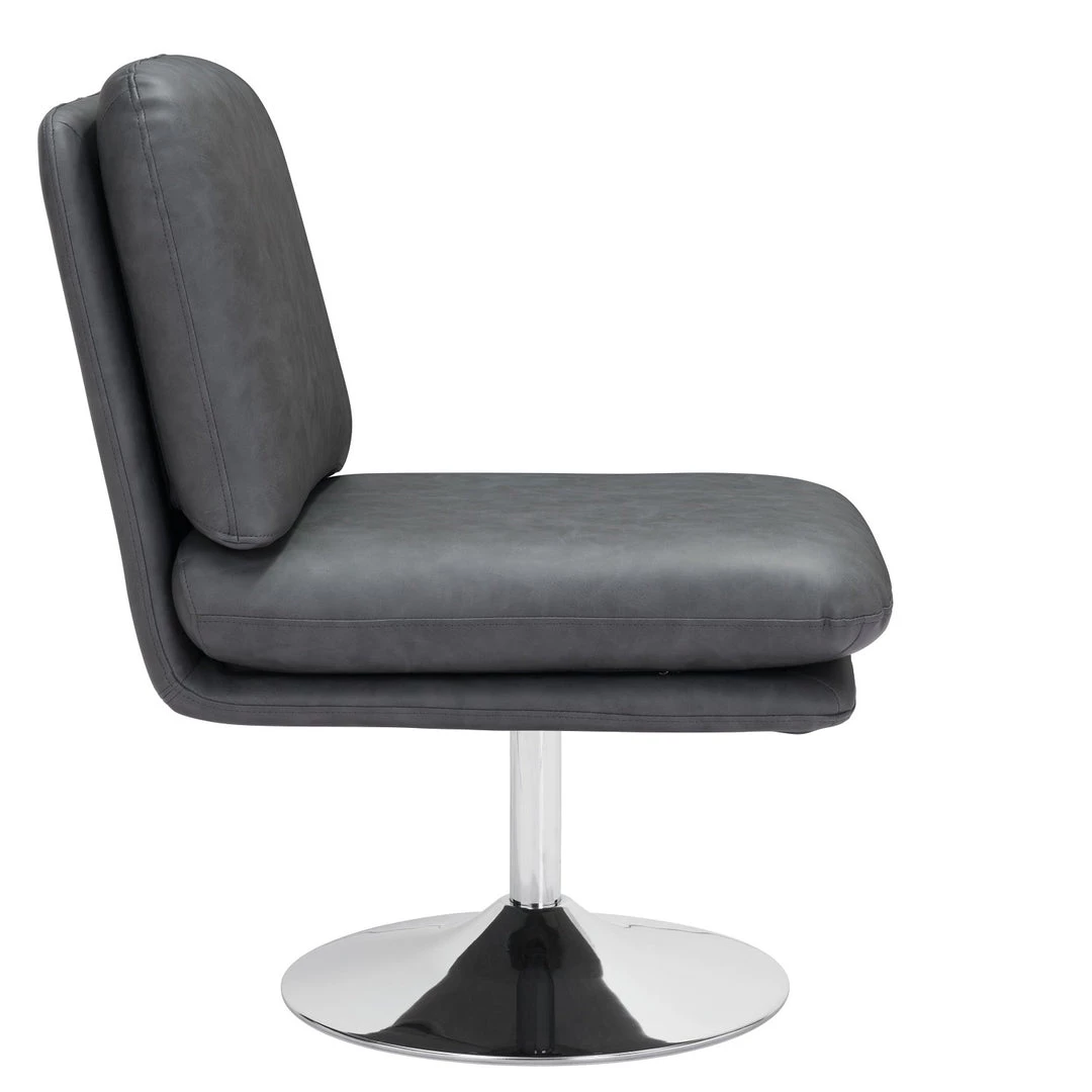 ZUO JET-SET GREY VINYL SWIVEL CHAIR Furniture 2 ZUO JET-SET GREY VINYL SWIVEL CHAIR Furniture