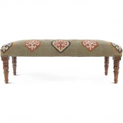 SURYA JOHAR WOOL & JUTE KILIM BENCH: OLIVE Furniture