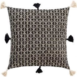 SURYA Pillows + Decor JESSIE BLACK + IVORY TASSEL PILLOW