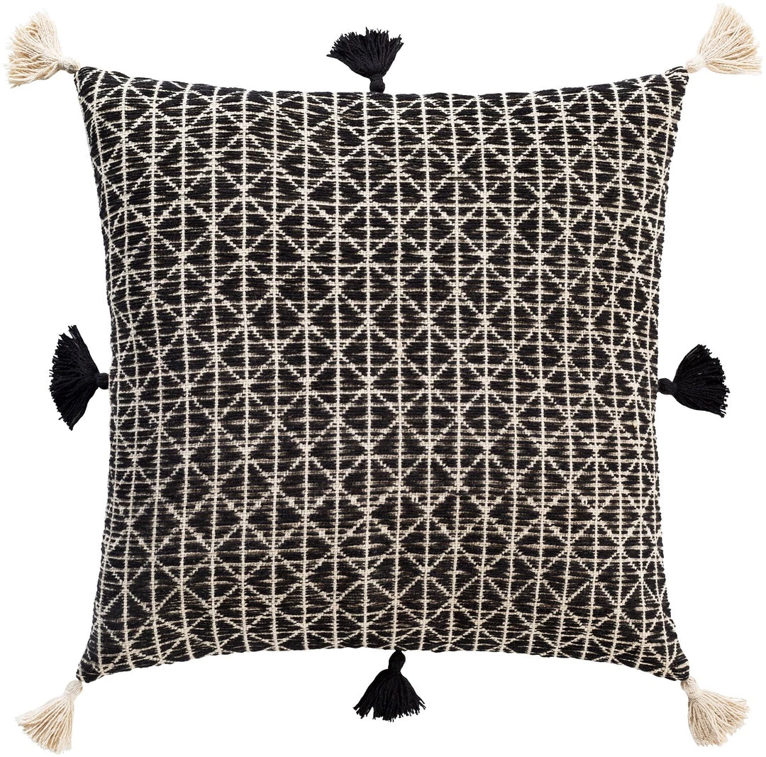 SURYA Pillows + Decor JESSIE BLACK + IVORY TASSEL PILLOW 1 SURYA Pillows + Decor JESSIE BLACK + IVORY TASSEL PILLOW