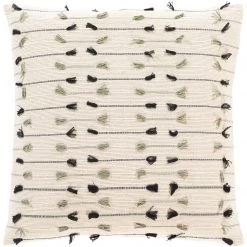 SURYA Pillows + Decor JESSIE BLACK + SAGE TASSEL PILLOW