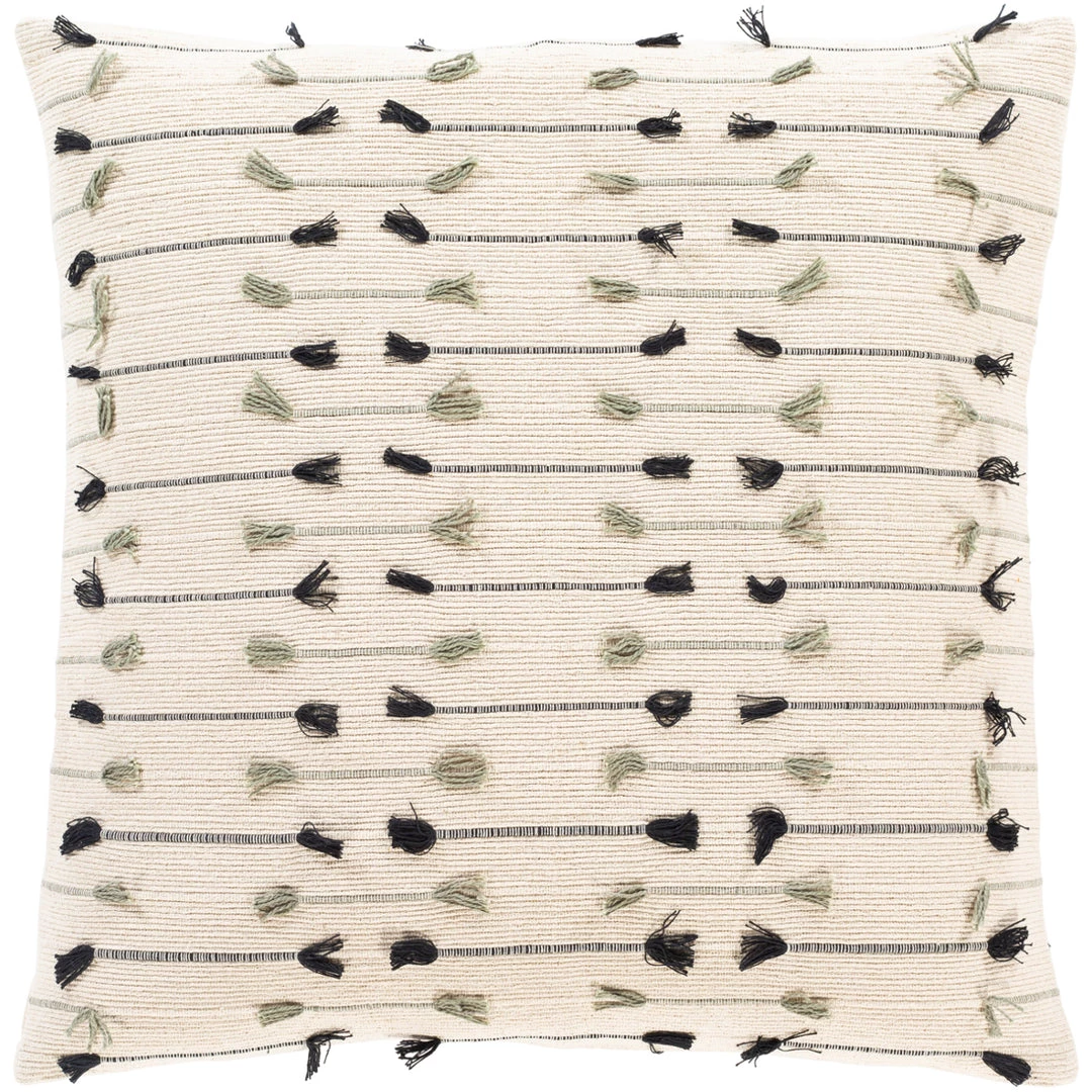 SURYA Pillows + Decor JESSIE BLACK + SAGE TASSEL PILLOW 2 SURYA Pillows + Decor JESSIE BLACK + SAGE TASSEL PILLOW