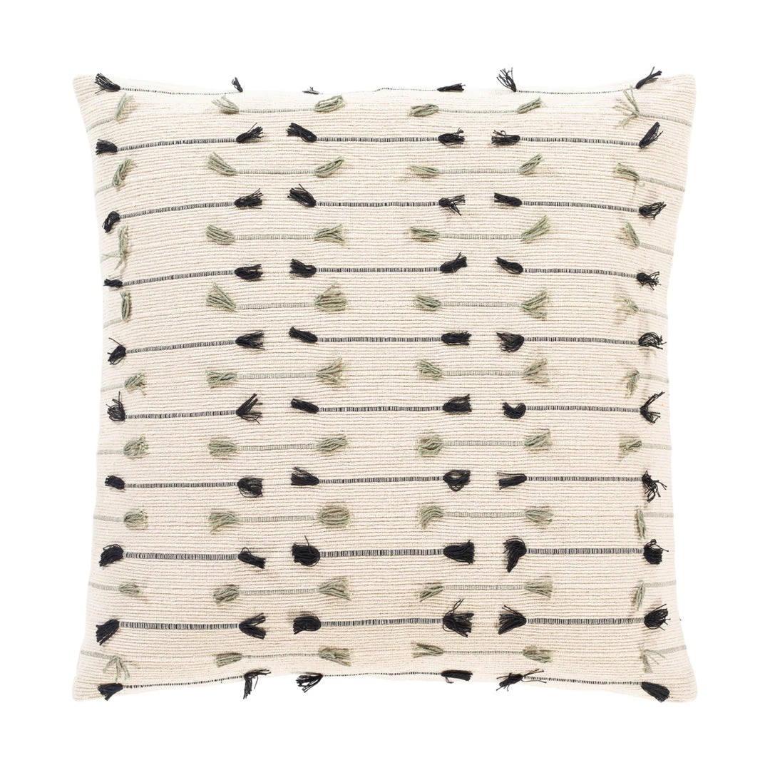 SURYA Pillows + Decor JESSIE BLACK + SAGE TASSEL PILLOW 1 SURYA Pillows + Decor JESSIE BLACK + SAGE TASSEL PILLOW