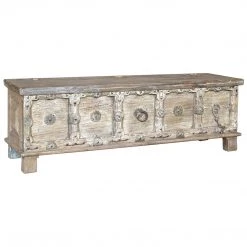 DOVETAIL JUNIA HAND-CARVED TRUNK BENCH Furniture
