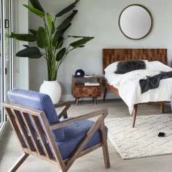 MOES KAISO BLUE LEATHER ARM CHAIR