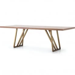 FOUR HANDS KAPRI DECO BRONZE + WALNUT DINING TABLE Furniture