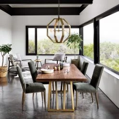 FOUR HANDS KAPRI DECO BRONZE + WALNUT DINING TABLE Furniture