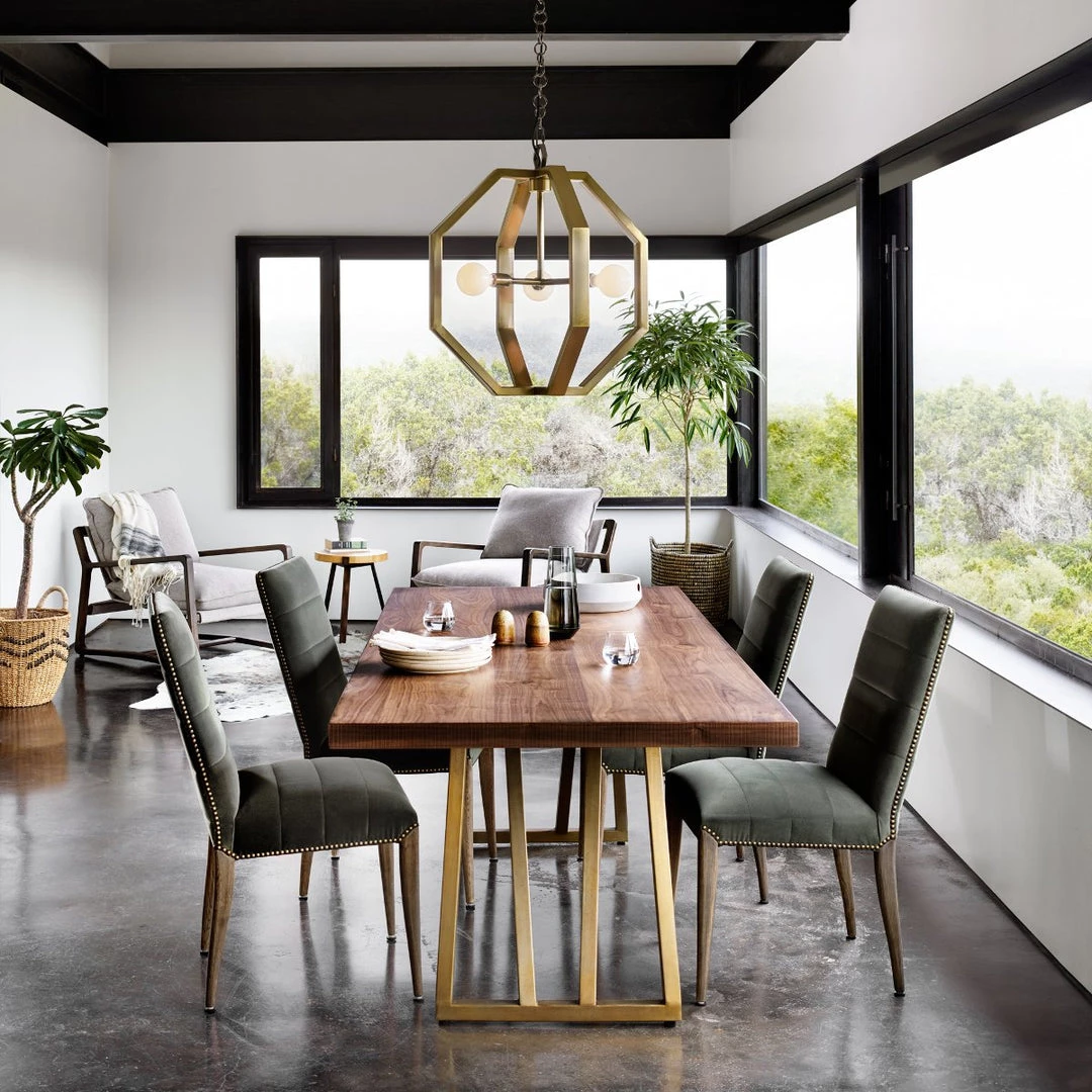 FOUR HANDS KAPRI DECO BRONZE + WALNUT DINING TABLE Furniture 2 FOUR HANDS KAPRI DECO BRONZE + WALNUT DINING TABLE Furniture