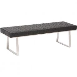 NUEVO Living Room KARLEE WOVEN LEATHER BENCH